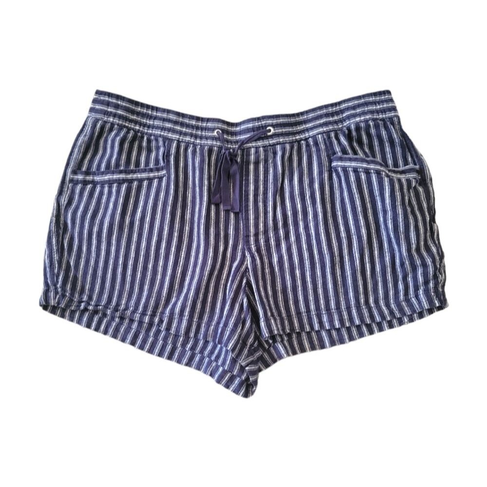 GAP Navy Blue Stripe Linen Blend Shorts Size XL